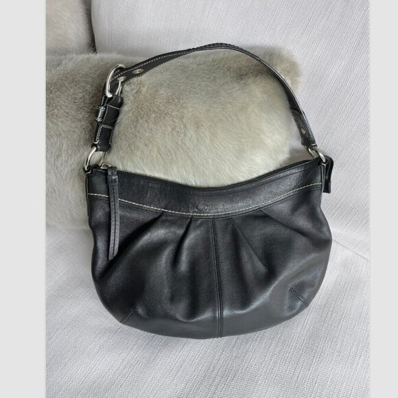Coach Soho Boho Shoulder Bag F13730, Black Leather, Silver Buckle Hardware